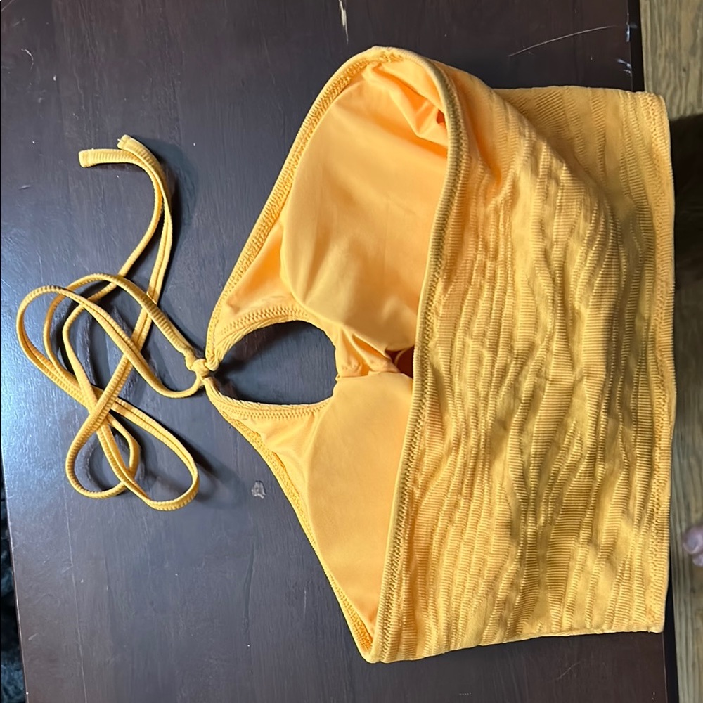 Aerie Yellow Halter Bikini Top small